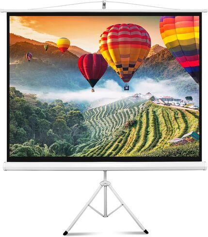 Pyle 80 Inch Portable Projector Screen with Tripod Stand - Quick Setup Fold Out Roll Up Screen Featuring White Matte Surface 16:9 Aspect Ratio Black Masking Border, Ideal for Indoor and Outdoor Use in Saudi Arabia
