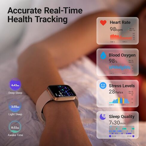 Fitpolo Smart Watch for Women, Stainless Steel Bezel Fitness Tracker (Make/Answer Calls), IP68 Waterproof, Heart Rate SpO2 Monitor, Sleep & Activity Tracking Smartwatch for Android Phones iPhone in Kuwait