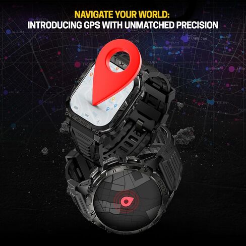 CARBINOX Blaze Smart Watch with 6 Pack Bands 22 mm GPS, Rugged Fitness Tracker Waterproof IP69K, Compatible with Android and iOS, 170+ Sports Modes, Make/Receive Calls (Square) in Kuwait