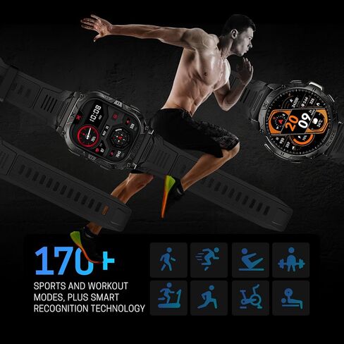 CARBINOX Blaze Smart Watch with 6 Pack Bands 22 mm GPS, Rugged Fitness Tracker Waterproof IP69K, Compatible with Android and iOS, 170+ Sports Modes, Make/Receive Calls (Square) in Kuwait
