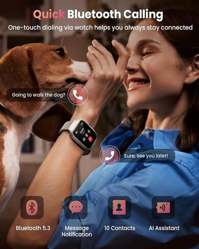 Smart Watches for Women, 1.85" HD Smartwatch with Heart Rate/Sleep/Health Monitor, Fitness Trackers with 100+ Sports Mode、Answer/Make Call and 1000mAh Battery, Compatible iPhone/Android, with 2 Bands in Kuwait