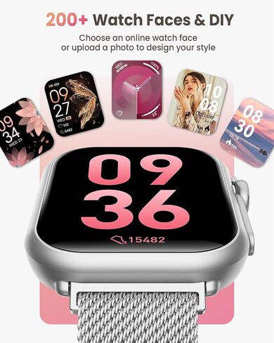 Smart Watches for Women, 1.85" HD Smartwatch with Heart Rate/Sleep/Health Monitor, Fitness Trackers with 100+ Sports Mode、Answer/Make Call and 1000mAh Battery, Compatible iPhone/Android, with 2 Bands in Kuwait