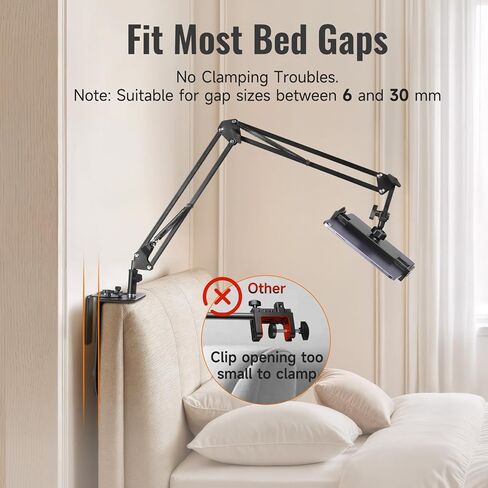 Phone Holder for Bed & Kindle Holder for Bed, Overhead Cell Phone Mount, Adjustable 360° Rotatable Metal Tablet Stand Holder for iPad Pro Air Mini, iPhone17/16, Kindle Other 5-12.9 Inch Devices in Kuwait