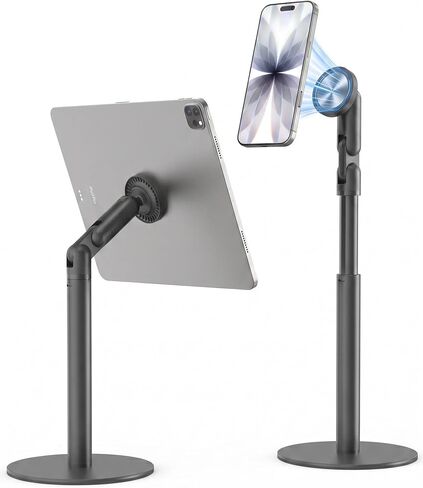 Tablet Magnetic Stand for iPad＆iPhone All, 9-17" Height Adjustable Taller Arm Holder, Overhead Angle Phone Desk Mount, Office Accessories Gifts [Magnetic Ring/Disc] in Saudi Arabia