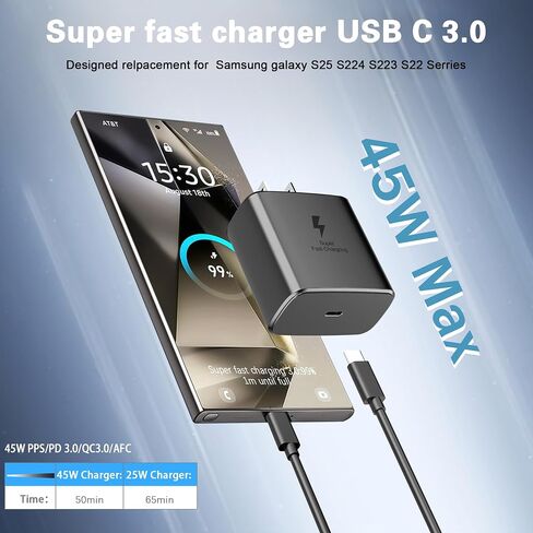 XOUBZ 2026 45W Super Fast Charger USB-C Type C PD3.0 Android Phone Charger Compatible with Samsung Galaxy S25 Ultra/S25/S25+/S24 Ultra/S24+/S24/S23 S22 S21 Ultra/Z Fold 6 5/Z Flip 6 5 4 in Kuwait
