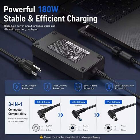 180W AC Power Adapter Compatible with MSI Gaming Laptop Thin GF63 GF65 GF75, Katana GF66 GF76, Stealth GS63 GS65, 19.5V/9.23A in Kuwait