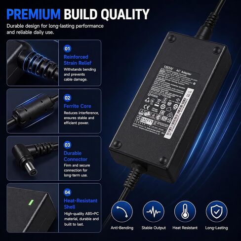 180W AC Power Adapter Compatible with MSI Gaming Laptop Thin GF63 GF65 GF75, Katana GF66 GF76, Stealth GS63 GS65, 19.5V/9.23A in Kuwait