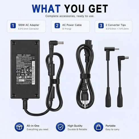 180W AC Power Adapter Compatible with MSI Gaming Laptop Thin GF63 GF65 GF75, Katana GF66 GF76, Stealth GS63 GS65, 19.5V/9.23A in Kuwait