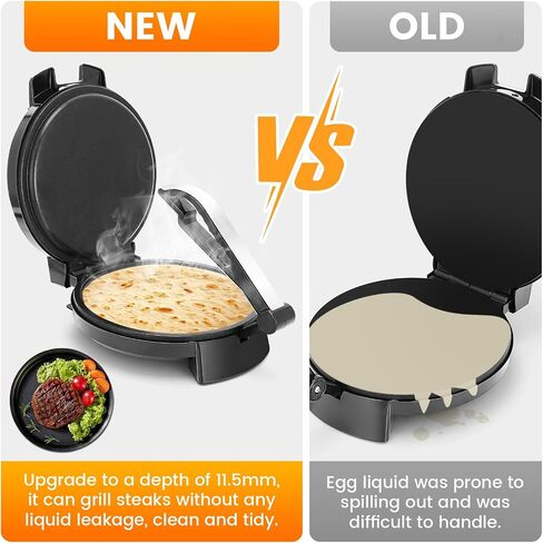 10inch Roti Maker Machine, Non-stick Electric Tortilla Maker with Adjustable Temperature Control and Removable Handle, Press to make Roti, Crepe, Chapati AC 110V 50/60Hz 1200W in Kuwait