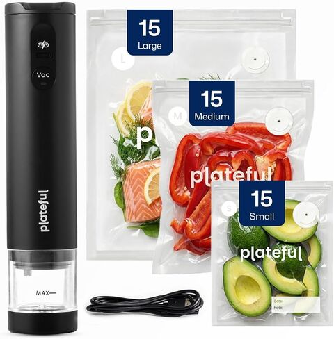 Plateful VacuSeal Handheld Vacuum Sealer for Food, Cordless, 15 Bags in Kuwait