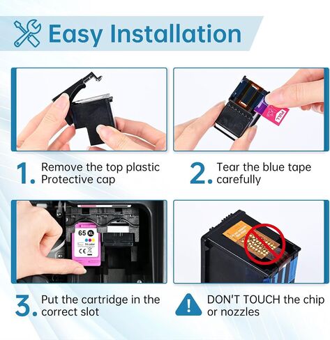 65XL Ink Cartridges Black/Color Combo Pack Replacement for HP Ink 65 2 Pack in Kuwait