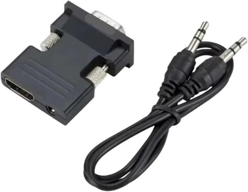 HDMI-Compatible Female to V/GA Male Converter with 3.5mm Cord for P;S/4 M>oni>tor Projector PC 1080P HD to Adapter(Black Color) in Kuwait