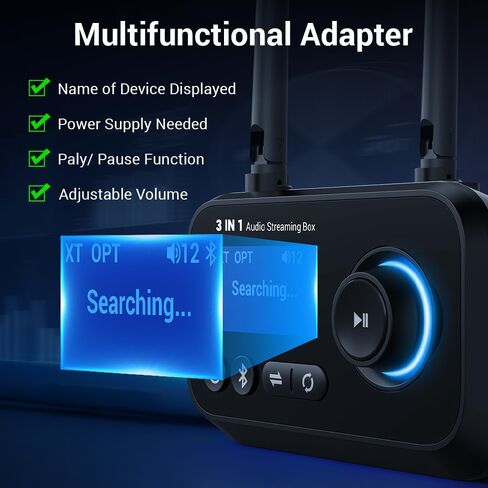 3-in-1 Low Latency Bluetooth 5.3 Transmitter for TV Audio Receiver Adapter for Stereo Long Range W.Screen Volume Control Aux/RCA/Optical Input/Output Surpport Up to 2 BT Headphones in Kuwait