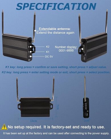 Signal Amplifier Repeater to Extend Signal Range for WNKRUN Pager System (Only be Used with WNKRUN Brand Products) in Kuwait