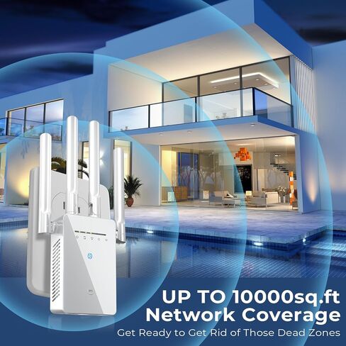 2026 Best WiFi Extender Signal Booster - 6X Faster Internet Extender WiFi Booster for Home, Long Range up to 15,588 Sq Ft, WiFi Repeater w/Ethernet Port, 1-Tap Setup, Compatible with Wireless Routers in Kuwait