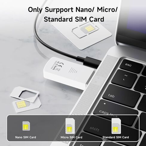 USB SIM Card Reader for Micro/Nano/Standard Sim Card, Nano Sim Card Adapter with Eject Pin, 480 Mbps Micro Sim Converter for Laptops/Windows, Support Reading and Editing Contacts and Text Messages in Kuwait