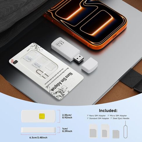 USB SIM Card Reader for Micro/Nano/Standard Sim Card, Nano Sim Card Adapter with Eject Pin, 480 Mbps Micro Sim Converter for Laptops/Windows, Support Reading and Editing Contacts and Text Messages in Kuwait