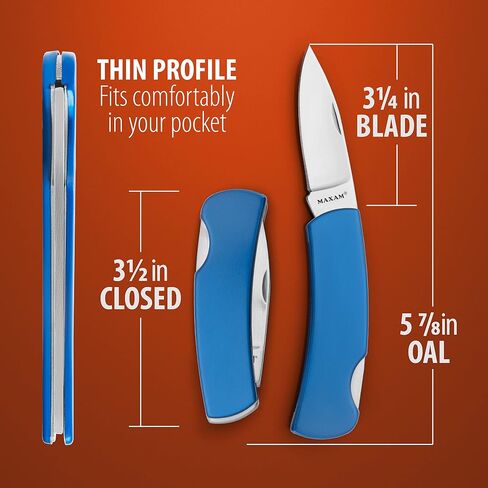 Maxam Stainless Steel Pocket Knife - Lightweight Folding Knife - 3-1/4" Blade with Safe Opening – 6 Inches When Open in Saudi Arabia