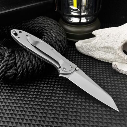 Manual Opening Flipper Folding Knife,8Cr13Mov Blade with 420 Steel Handle & Reversible Clip for EDC, Outdoor, Camping Hiking in Kuwait
