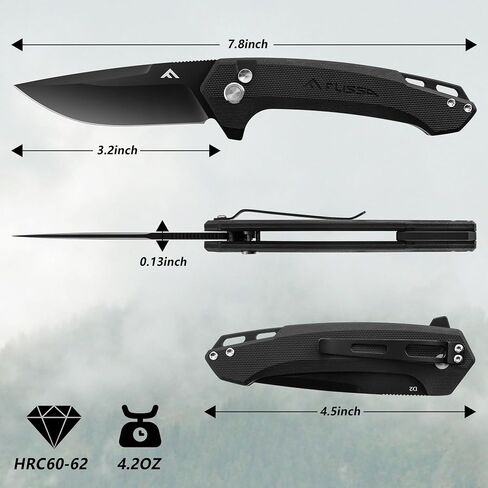 FLISSA Pocket Folding Knife with Button Lock and Pocket Clip(Black) in Kuwait