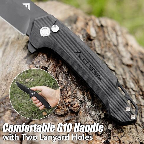 FLISSA Pocket Folding Knife with Button Lock and Pocket Clip(Black) in Kuwait