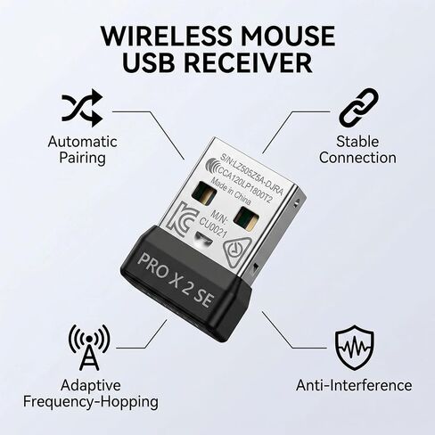 USB Bluetooth Adapter for PC, for G PRO Superlight 2 SE Wireless Mouse, Auto Pairing, Frequency Hopping, with G HUB Software, ABS Material for Gaming Mouse in Kuwait