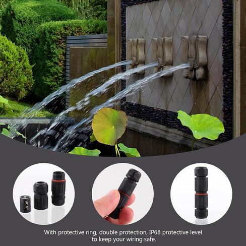 5pcs Ip68 Waterproof Cable Connector 0.5mm2-2mm2 Black Nylon Joint in Saudi Arabia