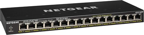 NETGEAR 16-Port Gigabit Ethernet Unmanaged PoE+ Switch (GS316PP) - with 16 x PoE+ @ 183W, Desktop/Rackmount/Wallmount, Sturdy Metal (GS316PP-100) (Renewed) in Kuwait