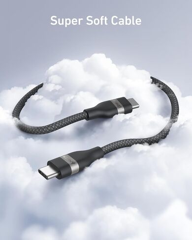 Anker Nano USB C Cable, 240W Flexible Multi-Color Braided Cord, Fast Charging Type C Charger for iPhone 17 Series, MacBook Pro and More (Black, 6ft) (Pack of 2) in Saudi Arabia