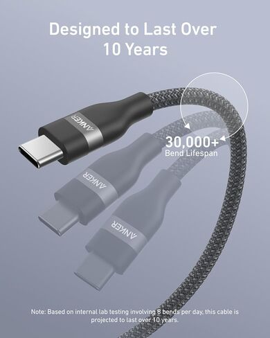 Anker Nano USB C Cable, 240W Flexible Multi-Color Braided Cord, Fast Charging Type C Charger for iPhone 17 Series, MacBook Pro and More (Black, 6ft) (Pack of 2) in Saudi Arabia