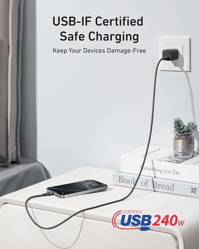 Anker Nano USB C Cable, 240W Flexible Multi-Color Braided Cord, Fast Charging Type C Charger for iPhone 17 Series, MacBook Pro and More (Black, 6ft) (Pack of 2) in Saudi Arabia