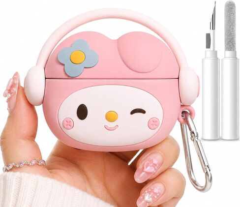 Case For AirPods Pro 3 With Cleaner Kit Cartoon Kawaii Soft 3D Silicone Protective Case Compatible With Apple AirPods Pro 3rd Generation Earbud Cover with Keychain for Women, Girls, Boys (Kitty White) in Kuwait