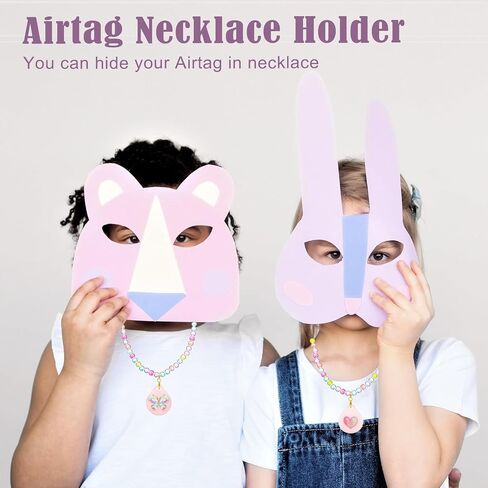 2 Pack Kids Necklace Holder for Airtag 2nd & 1st, Cute Butterfly and Heart Shape Pink Necklace Case Cover for Girls in Kuwait