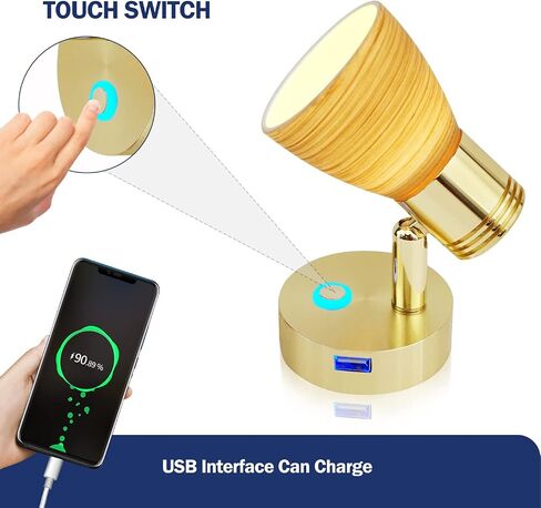 THALASSA Small 12V Marine Reading Lights with USB Port, Boat Interior Lights Bedside Cabin Lamp, Surface Mounted on Camper Caravan Motorhome Indoor Lighting with Built-in Touch Switch, Warm White in Saudi Arabia