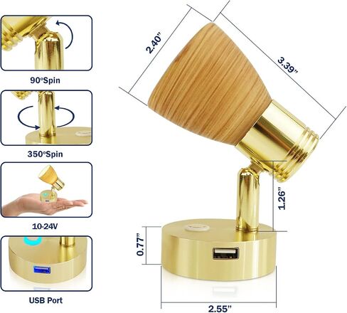 THALASSA Small 12V Marine Reading Lights with USB Port, Boat Interior Lights Bedside Cabin Lamp, Surface Mounted on Camper Caravan Motorhome Indoor Lighting with Built-in Touch Switch, Warm White in Saudi Arabia