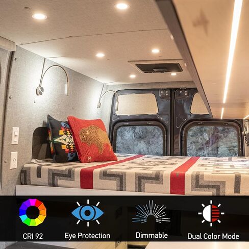 acegoo RV LED Reading Light 12V Flexible Neck Wall Lamp for RV Boat Camper Van Bedside or Seat Reading, Inbuilt USB Charger & Red Night Light DC12-24V Hard-Wired in Kuwait