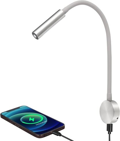 acegoo RV LED Reading Light 12V Flexible Neck Wall Lamp for RV Boat Camper Van Bedside or Seat Reading, Inbuilt USB Charger & Red Night Light DC12-24V Hard-Wired in Kuwait