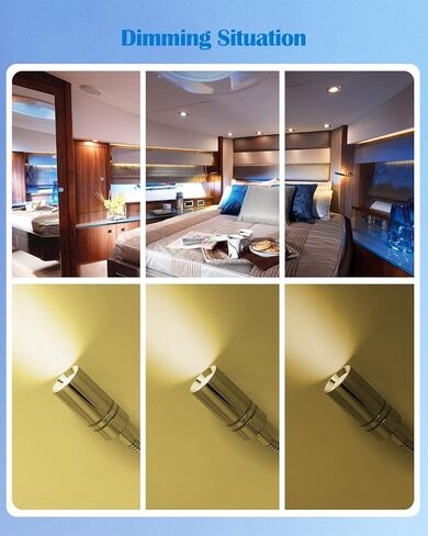 THALASSA 12V Short Gooseneck Light With 5V USB Port - Boat Reading Lamp Adjustable Warm White Spotlight with Dimmable Touch Switch Designed for RV, Caravans, Boats, Motor Homes Inside as Bedside Light in Saudi Arabia