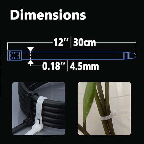 Reusable Zip Ties 6 Inch 100pcs White Zip Ties Heavy Duty Outdoor 50lb Small Cable Ties, Releasable Plastic Tie Wraps Small, Wire Ties Removable for Cord Management in Kuwait