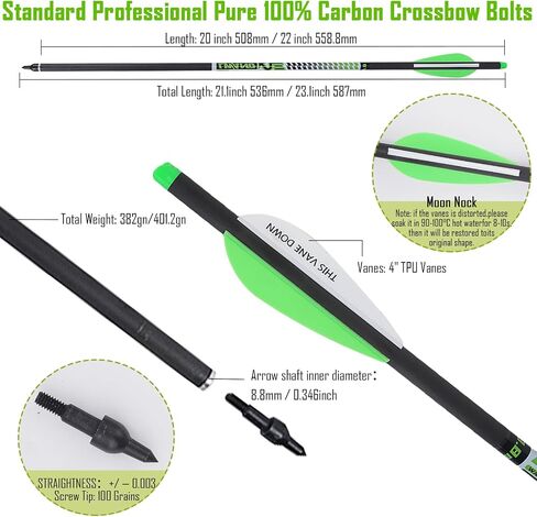 LWANO 22 Inch Pure Carbon Crossbow Bolts Arrows with Broadheads for Hunting in Kuwait