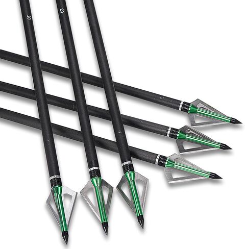 LWANO 22 Inch Pure Carbon Crossbow Bolts Arrows with Broadheads for Hunting in Kuwait