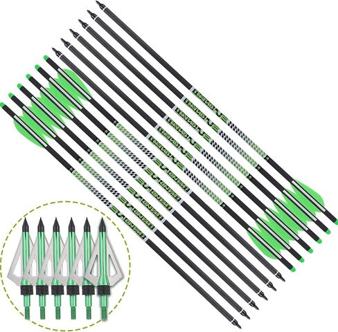LWANO 22 Inch Pure Carbon Crossbow Bolts Arrows with Broadheads for Hunting in Kuwait