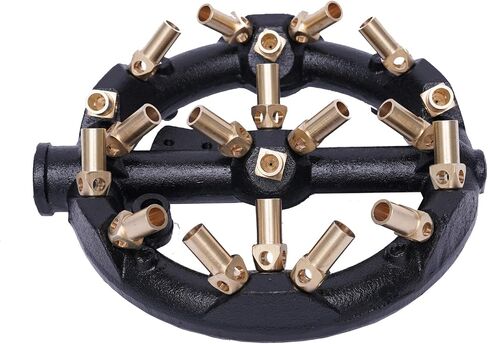 TFCFL 32 Tips Natural Gas Jet Burner, 176,000 BTU G3/4 Round Shape Nozzle Jet Cast Iron Body with Brass Tips for Chinese Wok Range Grilling Stir Fry in Saudi Arabia