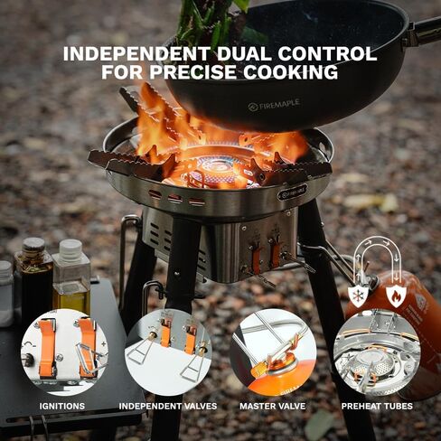FIREMAPLE Vulcan DualBlaze 6000W-15000W Camping Stove with Adjustable Legs in Kuwait
