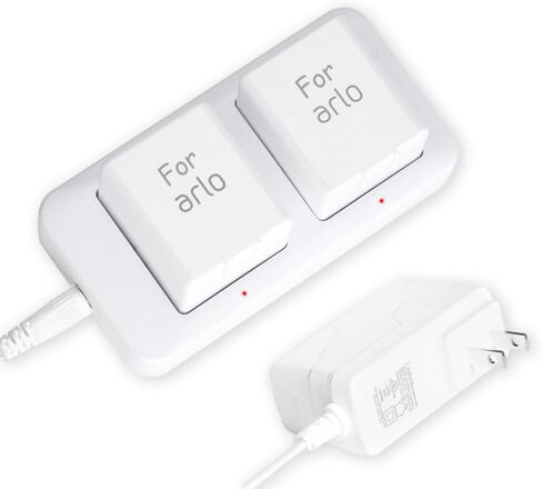 Dual Slot Charger for Arlo Camera Battery, Power Adapter Included, White in Kuwait