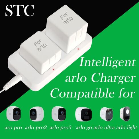 Dual Slot Charger for Arlo Camera Battery, Power Adapter Included, White in Kuwait