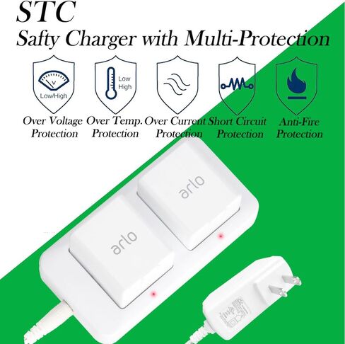 Dual Slot Charger for Arlo Camera Battery, Power Adapter Included, White in Kuwait