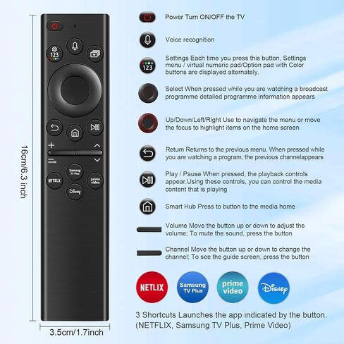 Replacement for Samsung TV Remote Control:Universal Compatible with All Samsung Smart TVs,for 2019-2026 All Crystal UHD, Frame, QLED, OLED, Neo QLED Smart TVs in Kuwait