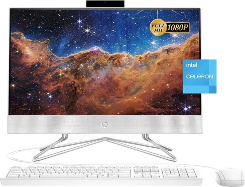 HP 21.5" FHD All-in-One Desktop Anti-Glare Intel Celeron J4025 2.0 GHz up to 2.9 GHz 4 GB DDR4 RAM 128 GB SSD Intel UHD Graphics 600 Windows 11 Home, White (Renewed) in Kuwait
