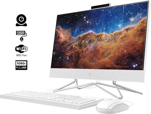 HP 21.5" FHD All-in-One Desktop Anti-Glare Intel Celeron J4025 2.0 GHz up to 2.9 GHz 4 GB DDR4 RAM 128 GB SSD Intel UHD Graphics 600 Windows 11 Home, White (Renewed) in Kuwait